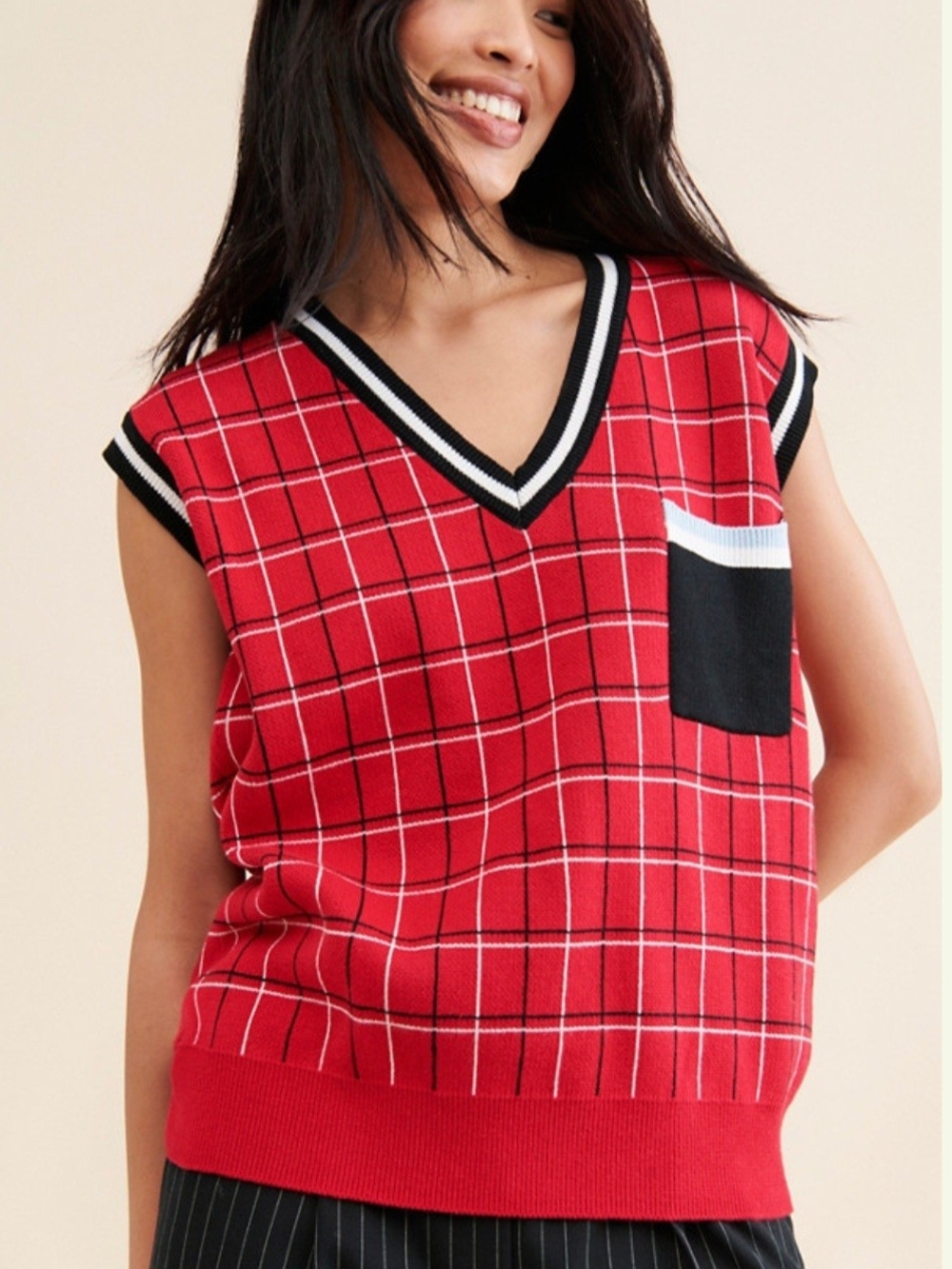NWT Anthropologie Callahan Freya Plaid Sweater Vest - Sz S Preppy Style